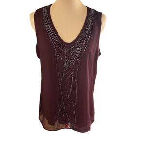 Coldwater Creek SZ M Beaded Sleeveless Top Whimsigoth Fairy Goth Witchy Artsy
